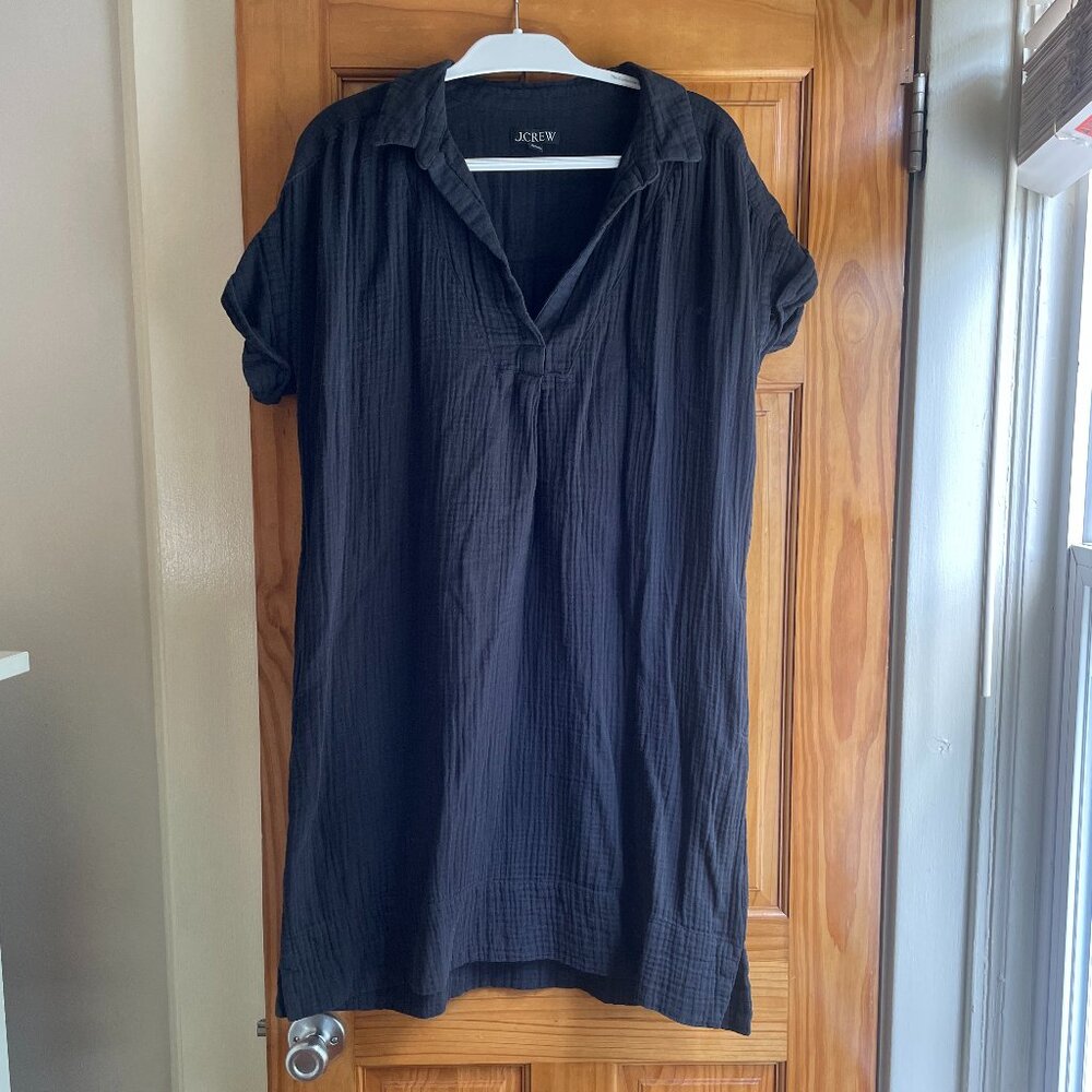 J. Crew- Black Short Sleeve Crinkle Gauze Dress- Size XLTall